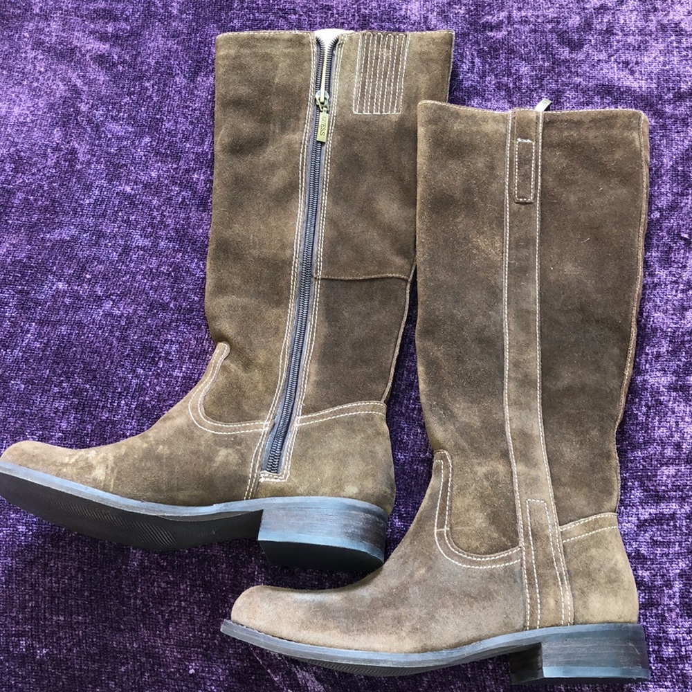 Guess Brown calf length suede boots